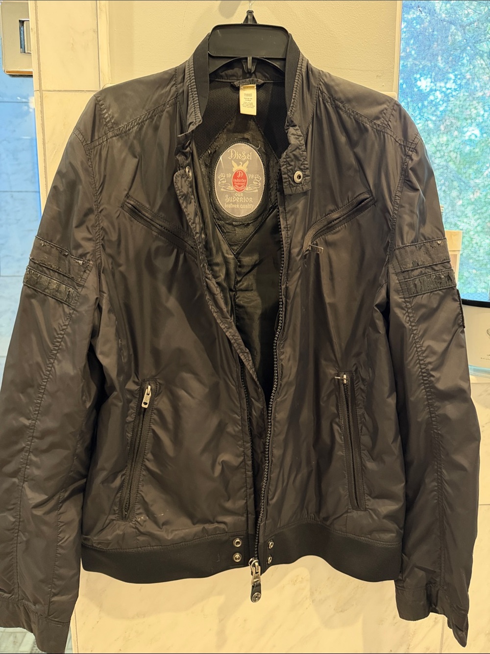 Diesel Black Men's Zip-Front Bomber Jacket